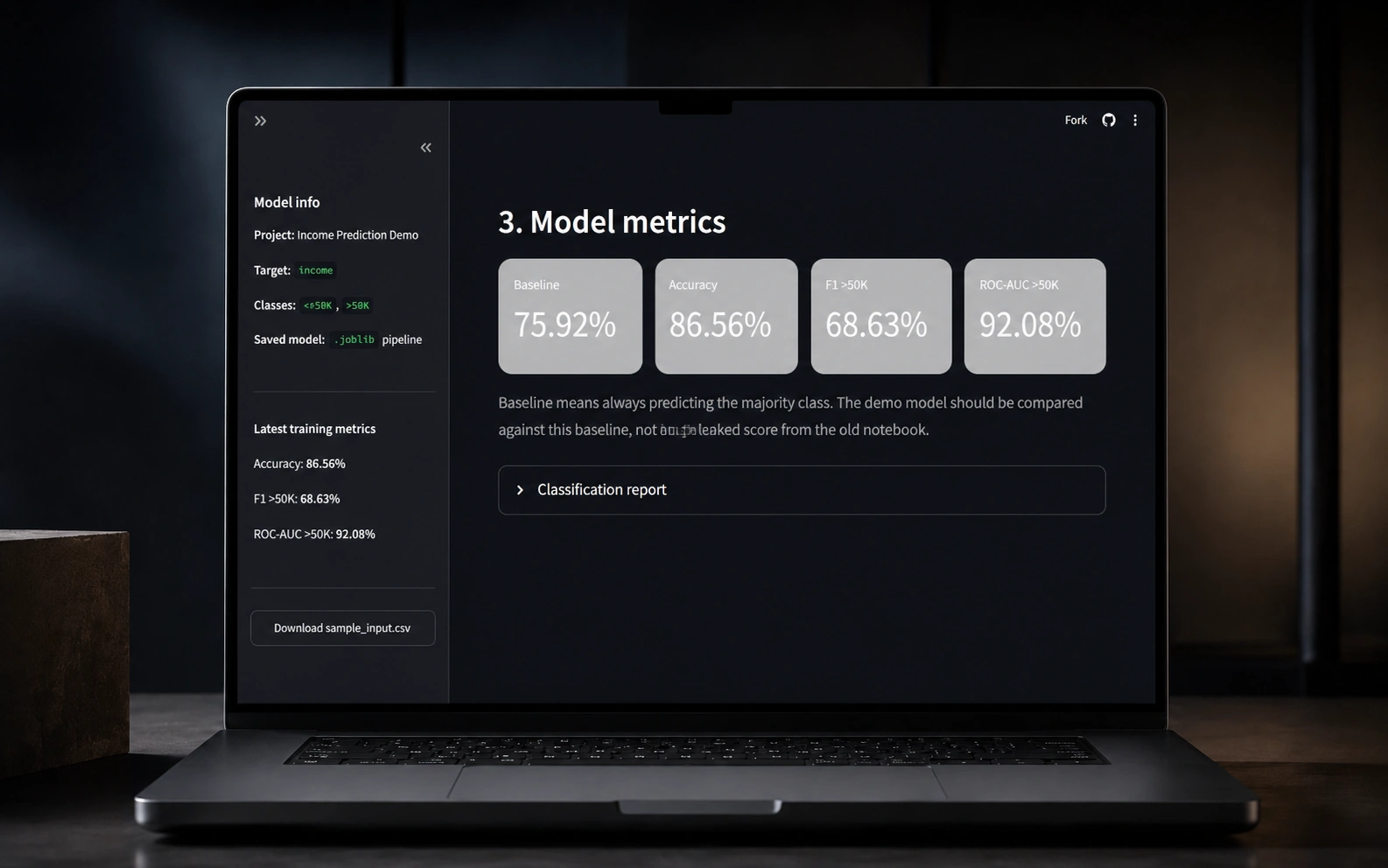 Income Prediction ML App mockup 1