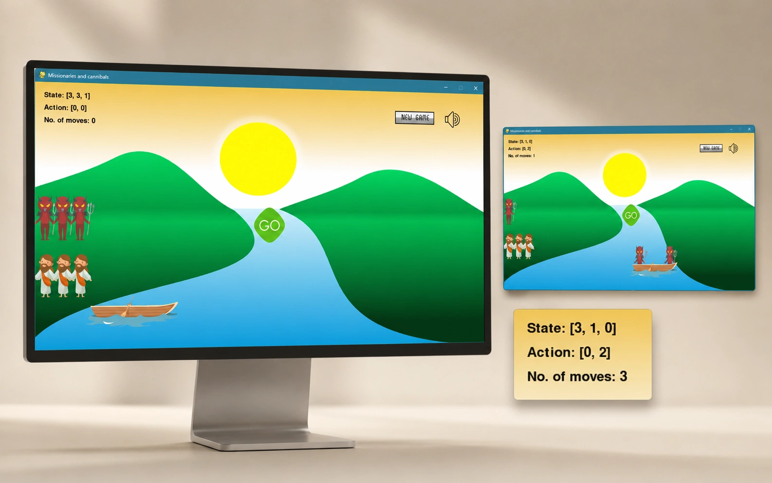 Missionaries & Cannibals Game mockup 1