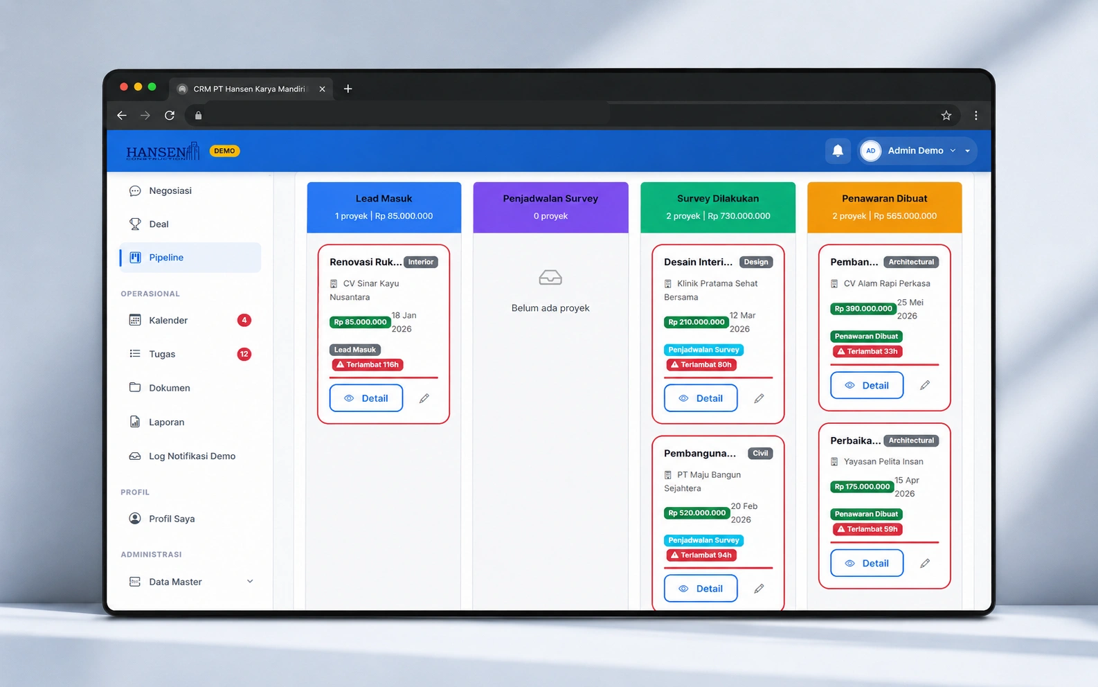 CRM PT Hansen Karya Mandiri mockup 1