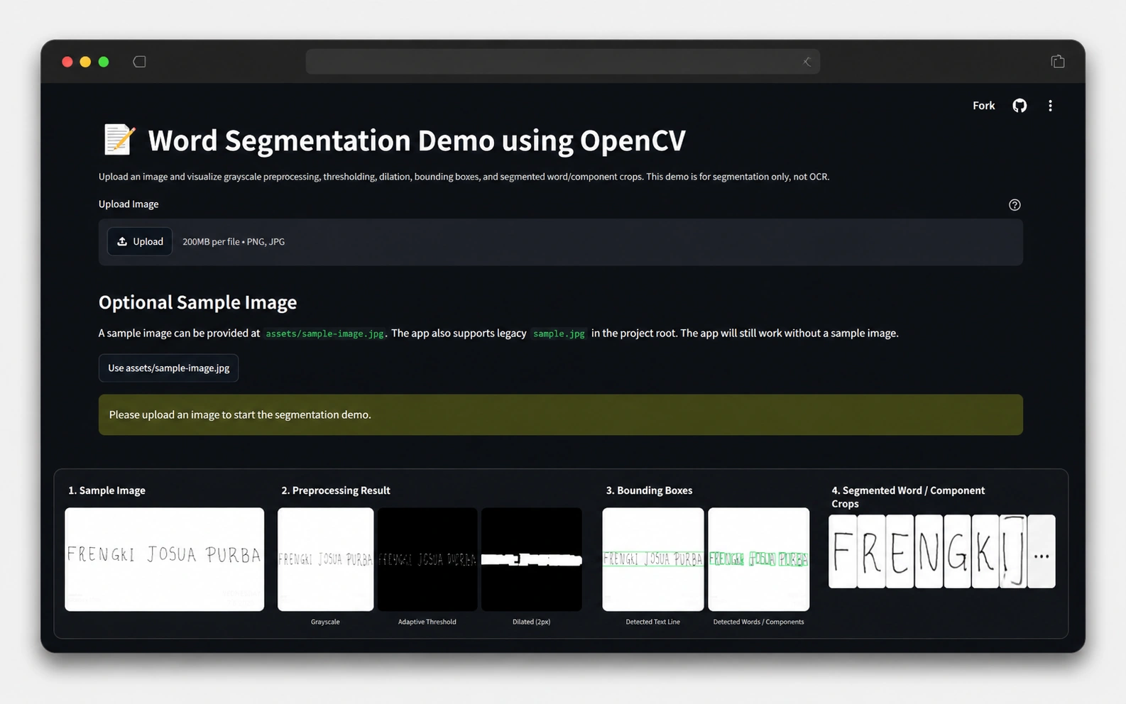 Word Segmentation OpenCV project preview