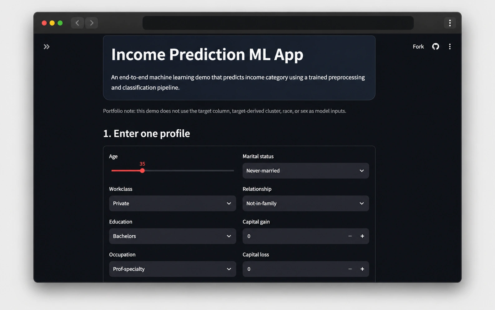Income Prediction ML App project preview